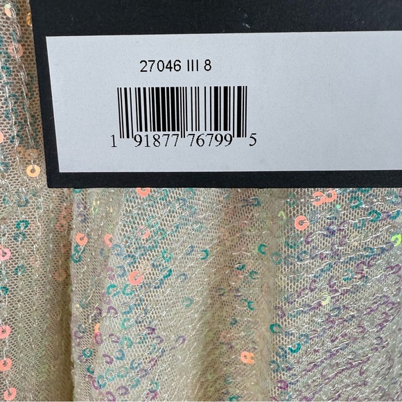 Mac Duggal‎ 27046 Sequin Asymmetrical Ruffle Tiered Gown Beige 8 Maxi Dress - Picture 9 of 9